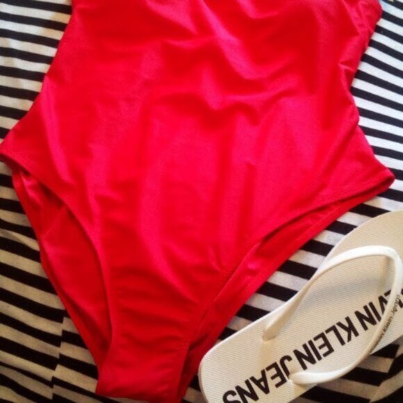 Skinny Dip Red One Piece Bathing Suit High Cut Size US XL - Picture 7 of 16
